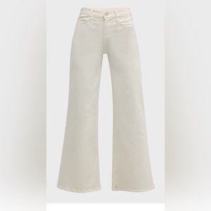 MOTHER "The Twister Skimp" flared-leg jeans in white denim